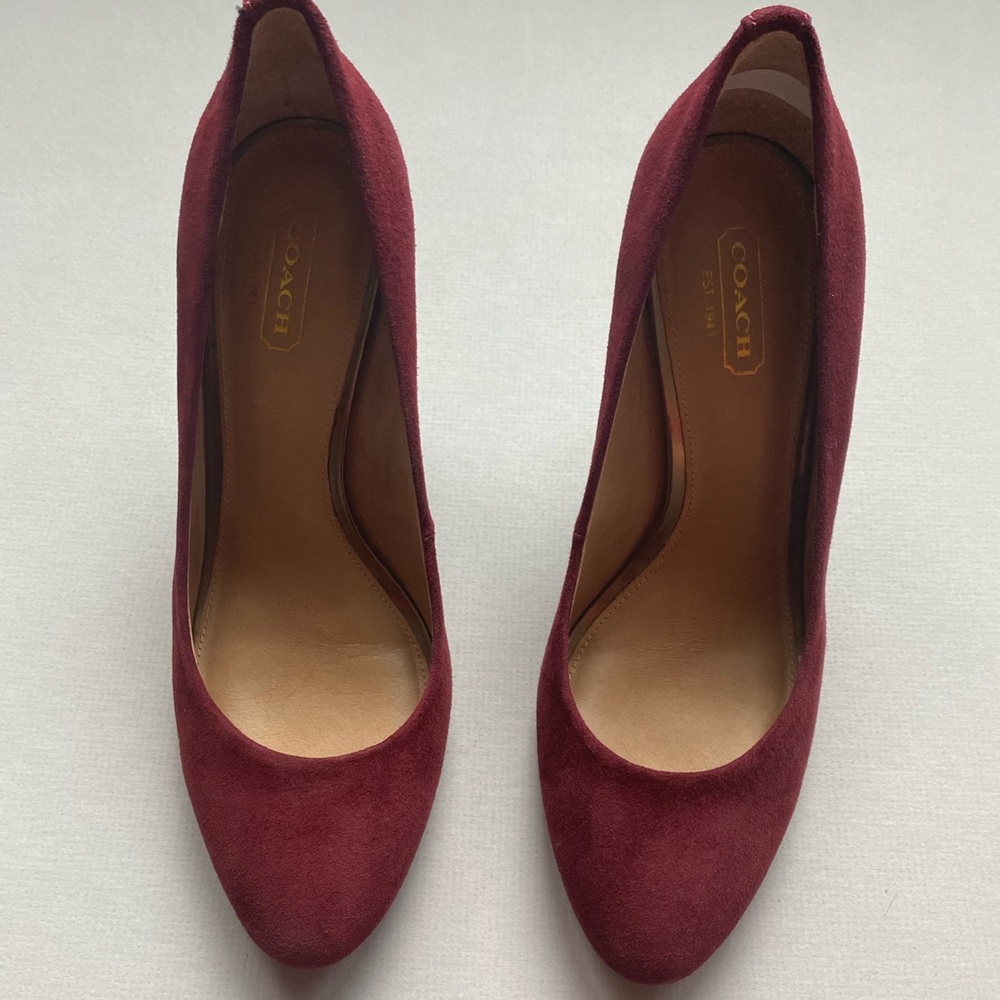 Coach Nala Kid Suede Heels in Port - Size 7